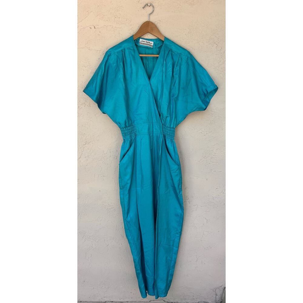 Vintage Joan Walters Teal Windbreaker Jumpsuit Size Small